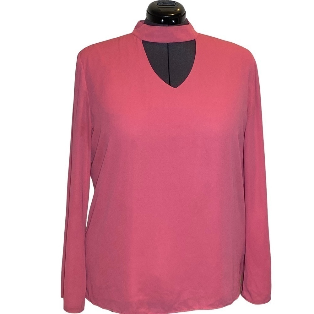 The Limited women's size XL PINK Choker dressy pull-on long sleeve blouse top